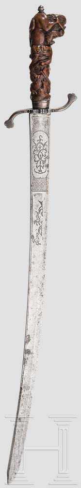 Jagdplaute mit geschnitztem Griff, Umkreis Michael Maucher, deutsch, um 1740 und früher Leicht - Image 2 of 4