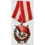 Rotbannerorden für vierfache Verleihung, Sowjetunion, ab 1935 Silber, vergoldet, emailliert, Rs.