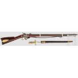 Remington 1863 Percussion Contract Rifle, sog. "Zouave Rifle" Gezogener, brünierter Lauf im