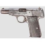 Walther Mod. 4, Militärkontrakt, Lizenzfertigung Kal. 7,65 mm Nr. 141975. Nummerngleich. Lauf