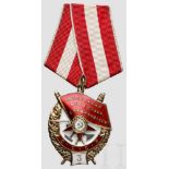 Rotbannerorden für dreifache Verleihung, Sowjetunion, ab 1935 Silber, vergoldet, emailliert, Rs.