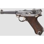 Pistole 08, DWM 1917 Kal. 9 mm Luger, Nr. 9839. Nummerngleich inkl. Schlagbolzen. Blanker Lauf.