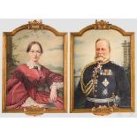 Karl Heinrich Graf von der Goltz (1803 - 1881) und Ehefrau - zwei Portraitgemälde, datiert 1918 Öl