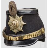 Tschako für Offiziere des Garde-Jäger-Bataillons, um 1900 Stoffbezogener Filzkorpus, Deckel, Vorder-