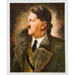 Willy Exner (1888 - 1947) - Rosenthal Porzellanbild nach seinem Portrait Hitlers Porzellanfliese der