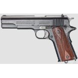 Colt Government Mod. 1911 Kal. .45 ACP, Nr. C 23781. Lauf matt. Siebenschüssig. Dt. Beschuss.