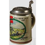 A 15. (E.) Komp. I. R. 42 HOF Stein Stoneware, 0.5 L, grenadier scene, G Kellner, helmet in relief