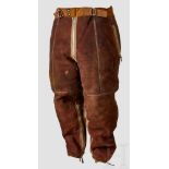 A Pair of Suede Leather Winter Trousers for Aviation Personnel Brown suede leather sheepskin fur