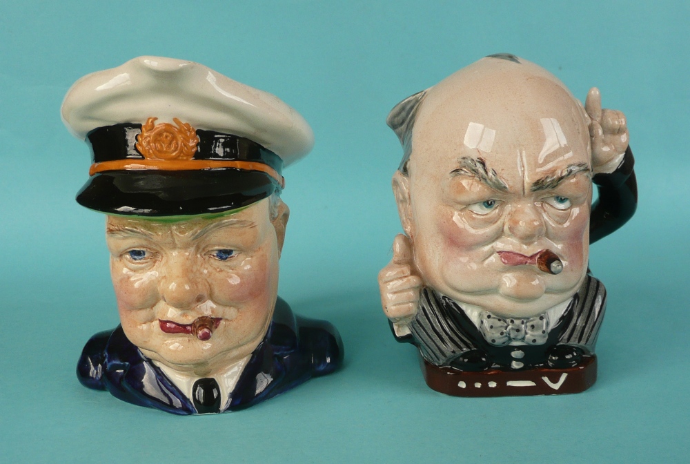 Winston Churchill: a character jug by Burleighware, the underside inscribed and dated 1940, 127mm