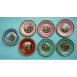 A harlequin set of seven dessert plates (7) (prattware, pot lid, potlid)