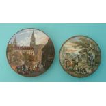 French Street Scene (312) and The Red Bull Inn (359) (2) (prattware, pot lid, potlid)