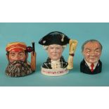 A Royal Doulton character jug depicting W.G. Grace, 100mm, another Captain Cook and one other by