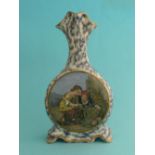 A scroll footed vase: Cattle and Ruins (315) and Girl with Grapes (345) black mottled ground, 195mm,