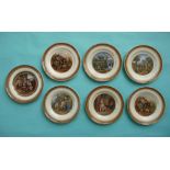 A matched set of seven side plates with white and 123 borders (7) (prattware, pot lid, potlid)