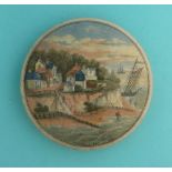 Pegwell Bay Shrimpers (31) ship in cliff variety (prattware, pot lid, potlid)