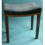 1953 Coronation: a stool with original blue velvet upholstery, the under rail with burnt stamp (