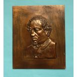 Disraeli: a bronze plaque cast with a head and shoulders likeness, circa 1875, 237 x 197mm (