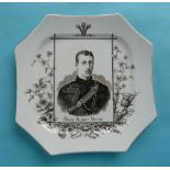 Prince Albert Victor: an octagonal plate printed in dark brown, small manufacturer’s glazed rim chip