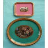 A rectangular tray: The Stone Jetty (395) pink ground, 254mm wide and a substantial oval tray: The