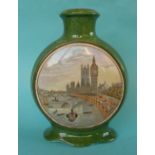 A malachite flask shaped vase: Thames Embankment (197) and Trafalgar Square (201) (prattware, pot