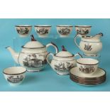 American Architecture: a teaset by Lenox comprising teapot, sucrier, jug, six cups and saucers