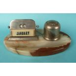 Winston Churchill: an onyx and plated metal combined desk inkwell and perpetual calendar, circa