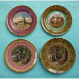 A dessert plate: The State House in Philadelphia (444B) aubergine ground, another: The Truant (