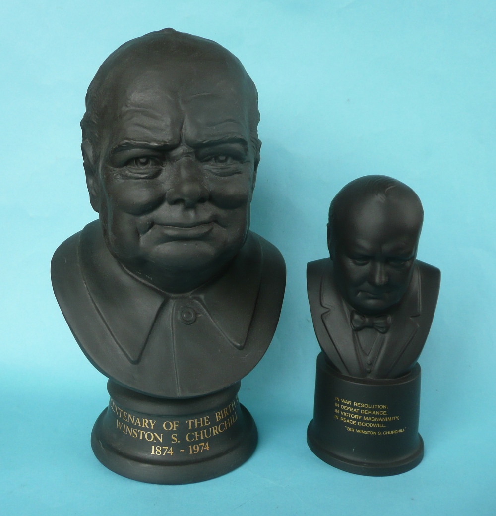 Winston Churchill: a large Royal Doulton black basalt portrait bust, 270mm with certificate and