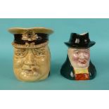 Winston Churchill: a character jug by Avonware, circa 1947, 113mm and another by Shorter & Son (