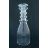 George III: a small mallet shaped glass decanter and stopper engraved with GR monogram and