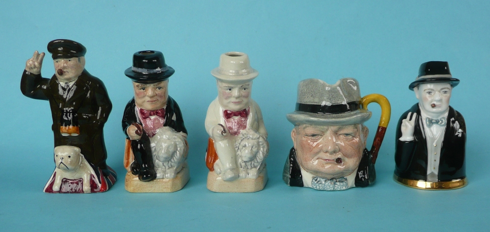 Winston Churchill: three small toby jugs by Kevin Francis, another by Cooper Clayton and a Royal