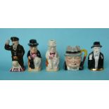 Winston Churchill: three small toby jugs by Kevin Francis, another by Cooper Clayton and a Royal