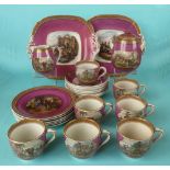 A part tea set comprising: two dishes, a sucrier and cover, a cream jug, six plates, six saucers and