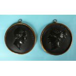 Victoria and Albert: a pair of Bois Durci gilt framed profiles (2) (commemorative, commemorate,