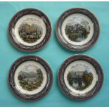 A set of four plates from the country mansion series, purple classical female borders (4) (