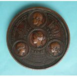 A large bronze medallion for the opening of the New Coal Exchange (London) cast with profiles of the