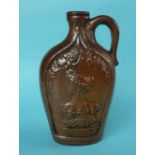 Victoria and Albert: a brown stoneware spirit flask moulded with named portraits, circa 1840,