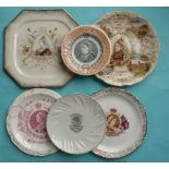 1897Jubilee: a castles plate, an octagonal plate and four others (6) (commemorative, commemorate,