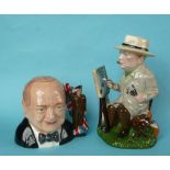 Winston Churchill: a pottery figure by Manor Limited Editions depicted as the artist, 234mm and a