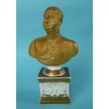 Duke of Kent: a gilded porcelaineous portrait bust by Samuel Alcock of Cobridge initialled JA on the
