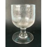 Samuel Storey MP: a small glass rummer etched with the inscription ‘Success to Samual Storey MP