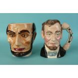Abraham Lincoln: a character jug by Shorter & Son, 111mm and another by Crown Windsor (2) (