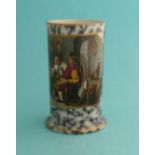 A spill vase: Jolly Topers (406) black mottled ground, 113mm (prattware, pot lid, potlid)