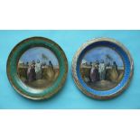 A large dish: Christ in the Cornfield (424) 330mm, gilding repainted and a similar bread dish,