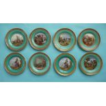 A matched set of eight side plates with green borders (8) 30/40