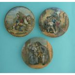 I See You My Boy (311) The Wolf and the Lamb (361) and Uncle Toby (328) (3) (prattware, pot lid,