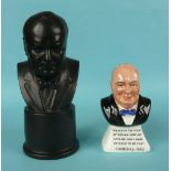 Winston Churchill: a Wedgwood black basalt portrait bust on cylindrical base, 176mm and a Lawton