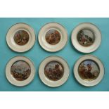 A matched set of six side plates with white borders (6) (prattware, pot lid, potlid)