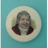 How I Love to Laugh (367) red jacket (prattware, pot lid, potlid)