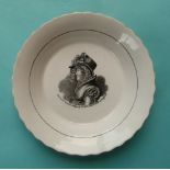 1820 Caroline: a porcelaineous dish printed in black with a named profile, 206mm (commemorative,